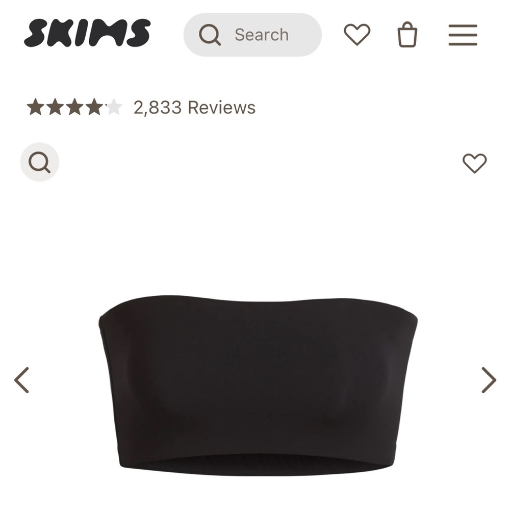 SOLD - (2) Skims Fits Everybody Bandeau Bralette in Clay and Onyx Size XS